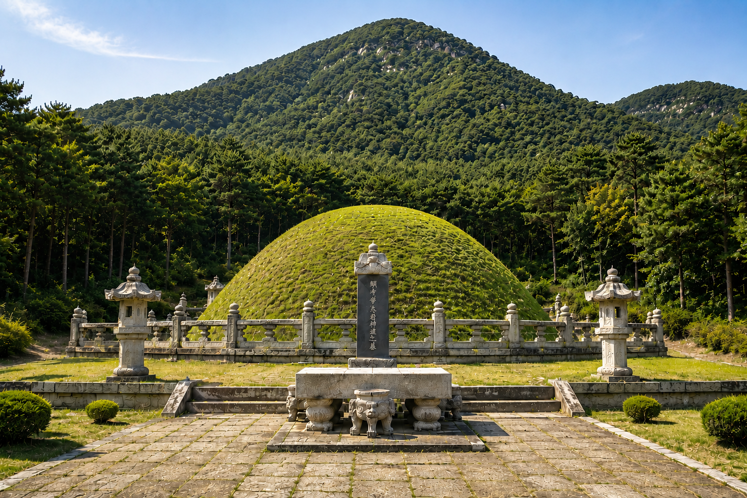 산에 자리한 전통 묘역 풍경